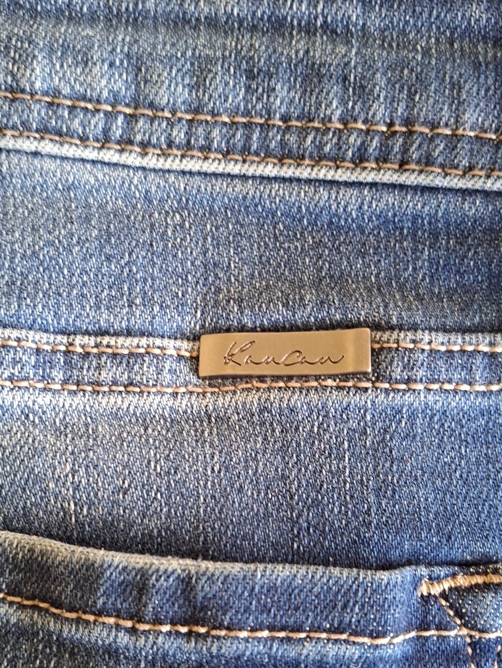 KanCan Medium Blue Distressed Flare Leg Jeans - Picture 6 of 9